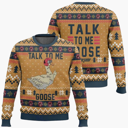 Pull de Noël Homme Style Ugly Sweater Motif Oie Drôle « Talk to Me Goose »