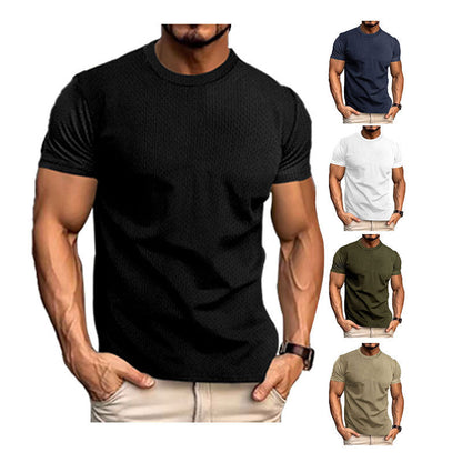 T-shirt décontracté texturé pour homme coupe ajustée style urbain