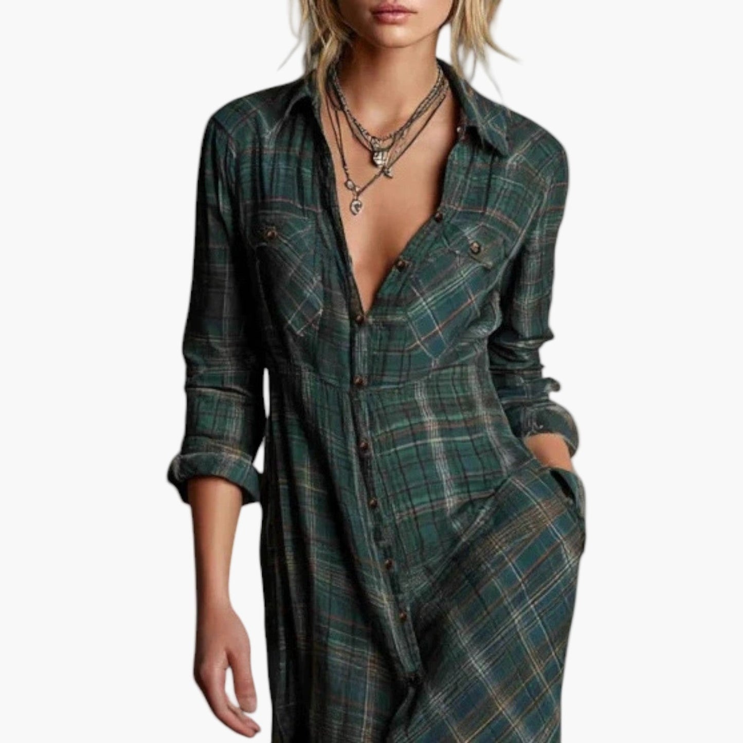 Robe chemise longue western chic pour femme - Style décontracté et élégant
