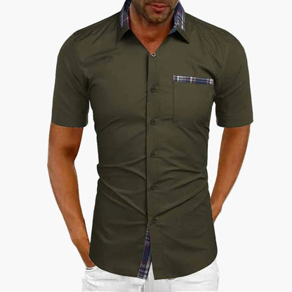 Chemise à manches courtes pour homme style décontracté chic avec détails contrastants - idéale pour toutes occasions