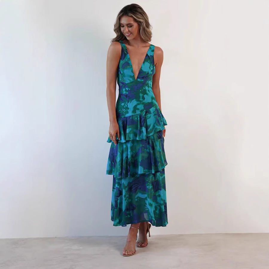 Robe longue femme style asymétrique élégante pour occasions spéciales et été
