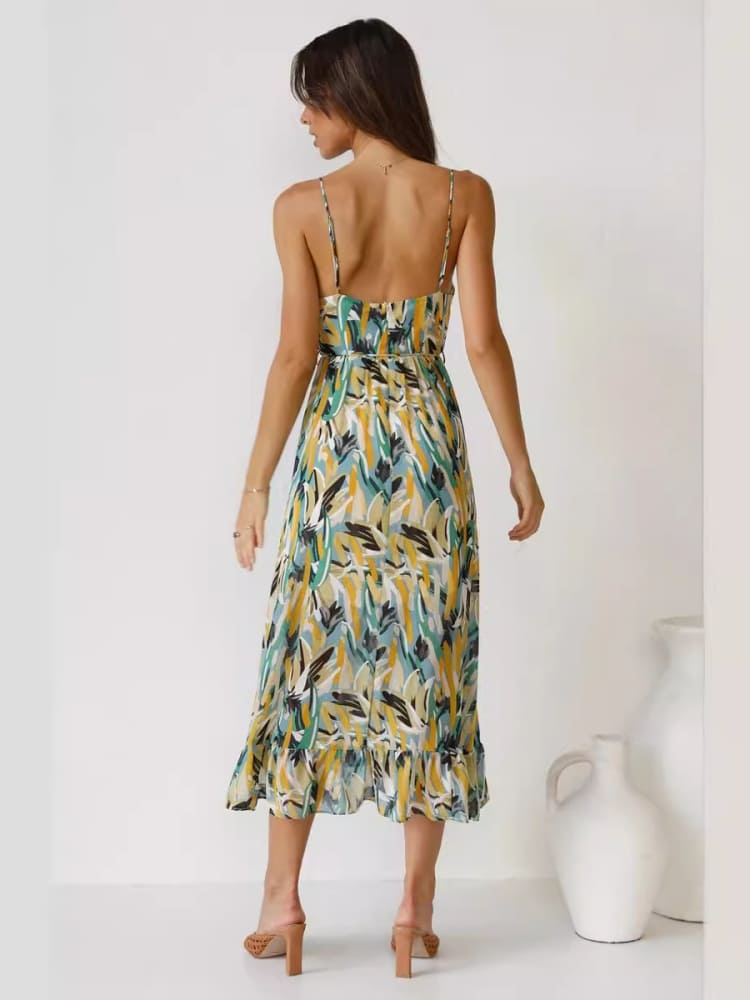 Margaret – Robe Midi à Volants Floraux pour Femme