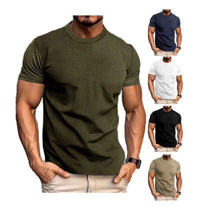 T-shirt décontracté texturé pour homme coupe ajustée style urbain