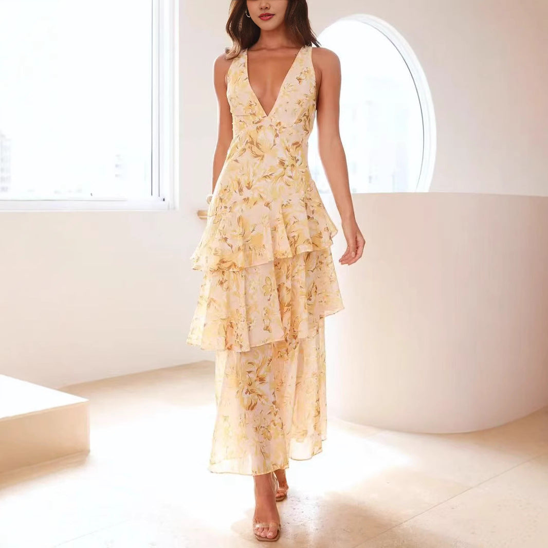 Robe longue femme style asymétrique élégante pour occasions spéciales et été