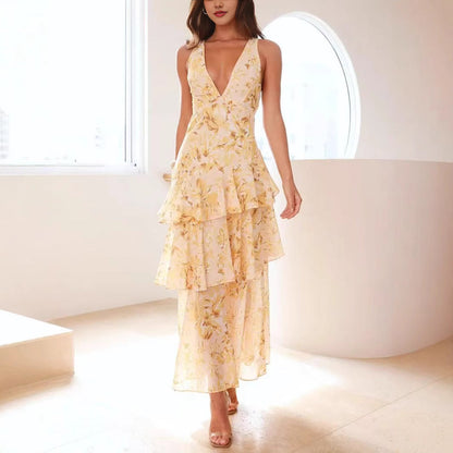 Robe longue femme style asymétrique élégante pour occasions spéciales et été