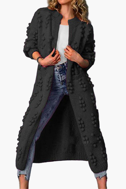 Manteau Long Femme Style Décontracté Tricoté à Motifs Reliefs pour Automne et Hiver