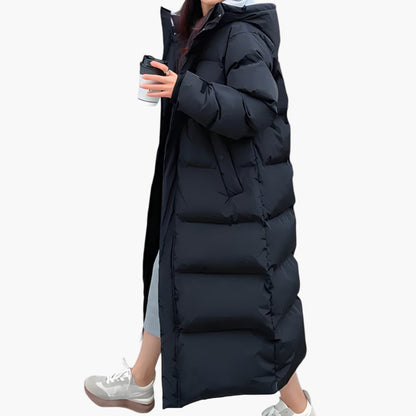 Manteau Long Matelassé d’Hiver Femme Style Puffer avec Capuche, Mode et Protection Quotidienne