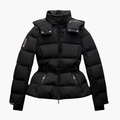 Veste doudoune femme ceinturée élégante et imperméable pour hiver