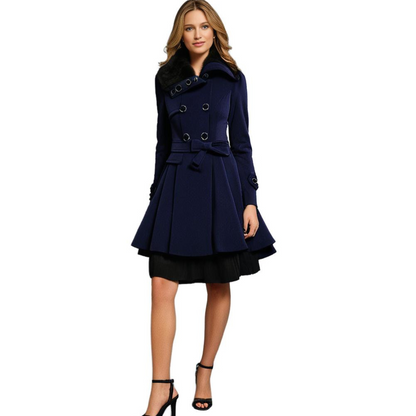 Manteau d'Hiver Long Élégant à Col Fourrure pour Femme, Style Tendance et Chaud