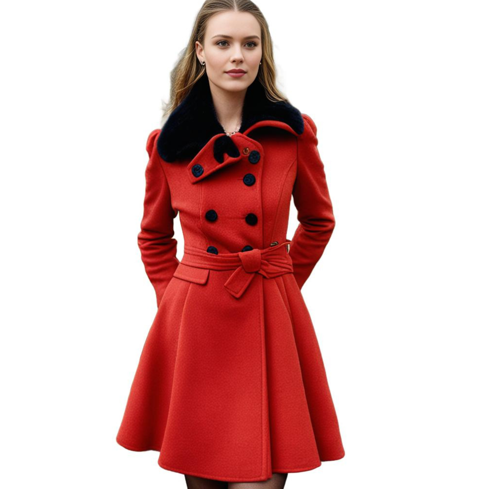Manteau d'Hiver Long Élégant à Col Fourrure pour Femme, Style Tendance et Chaud