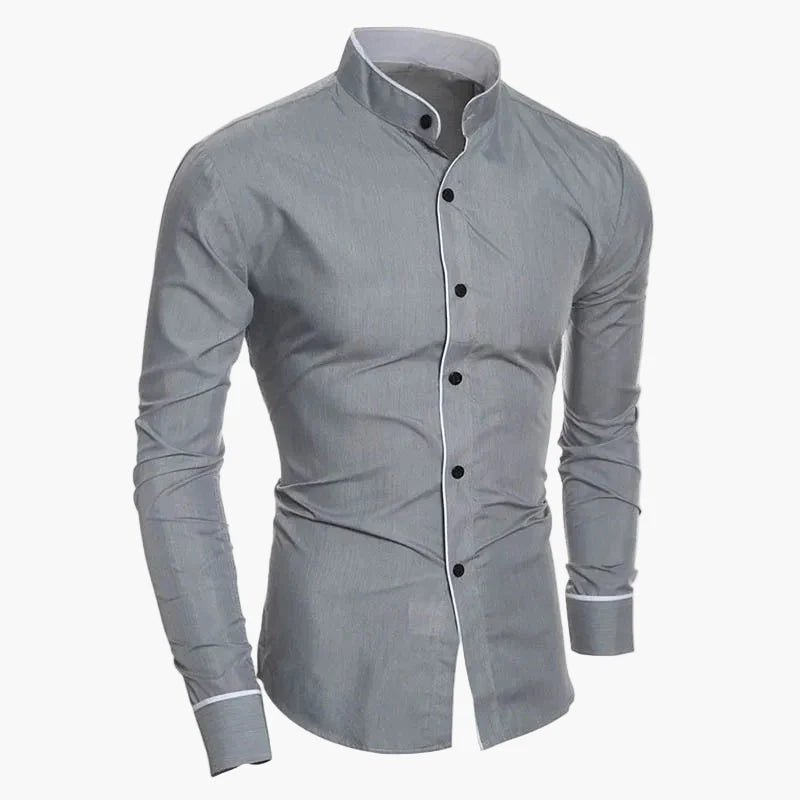 Chemise élégante à col montant pour homme – Style moderne et ajusté, idéale pour le bureau ou les occasions spéciales