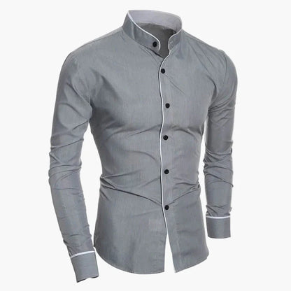 Chemise élégante à col montant pour homme – Style moderne et ajusté, idéale pour le bureau ou les occasions spéciales