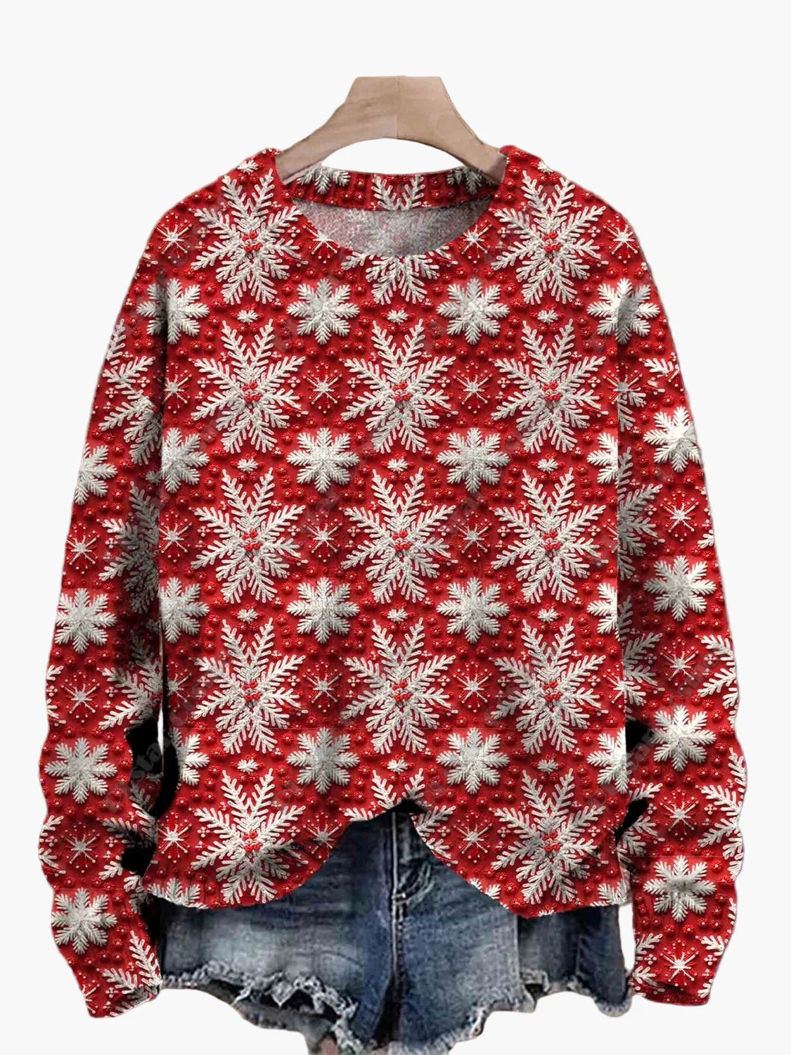 Pull de Noël fantaisie brodé pour femme, style décontracté, idéal pour les fêtes