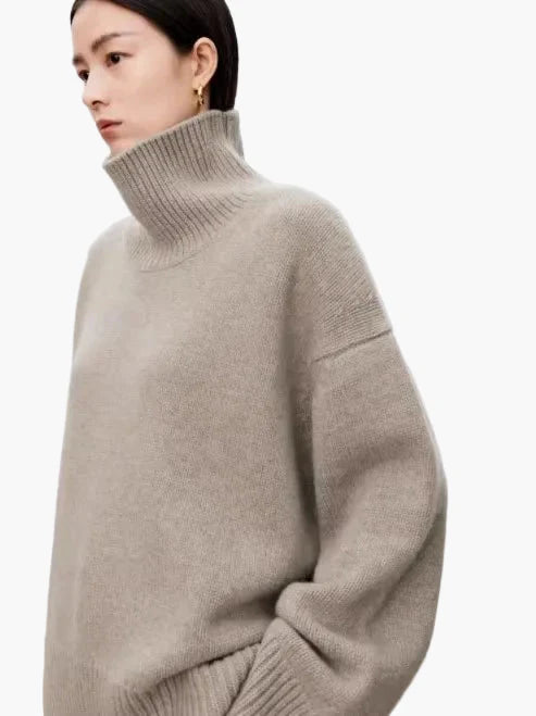 Pull à col roulé ample pour femme, style moderne et confortable pour l'automne et l'hiver