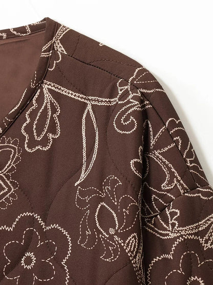 Veste matelassée décontractée femme style floral idéale pour l'automne et le printemps