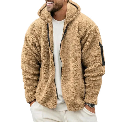 Veste polaire à capuche style décontracté pour homme – Idéale pour l'automne et l'hiver