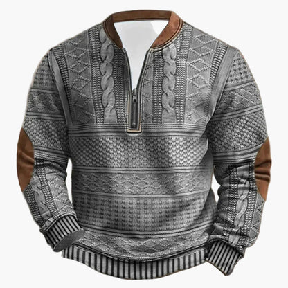 Sweat-shirt décontracté homme à col montant style tricot, manches longues, idéal pour extérieur et loisirs