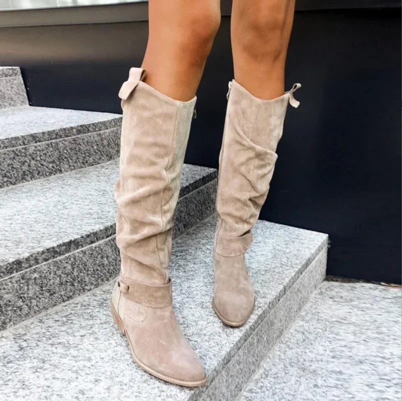 Marie – Bottines Rétro en Daim pour Femmes à Talon Bas