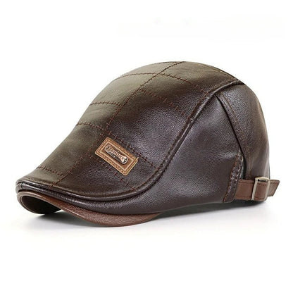 Christopher – Béret d'Hiver en Cuir Synthétique pour Hommes avec Visière