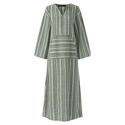 Inga™ - Robe Longue Vintage à Rayures