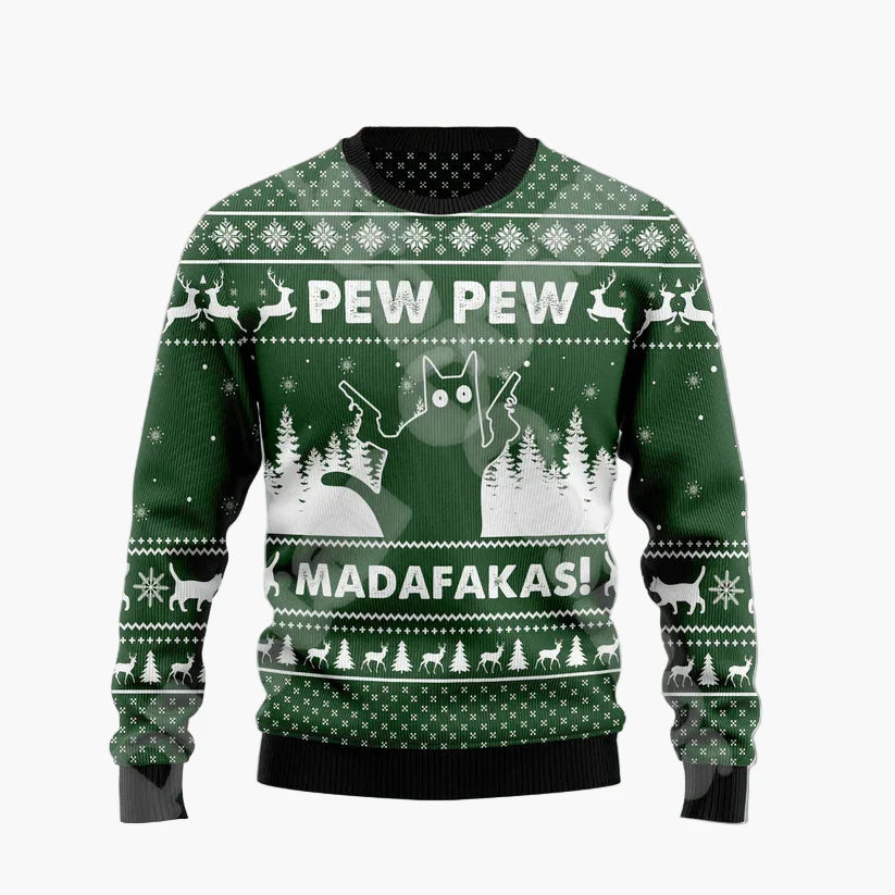 Sweatshirt de Noël Homme Style Humour - Pull Festif Père Noël Drôle sur Cheminée