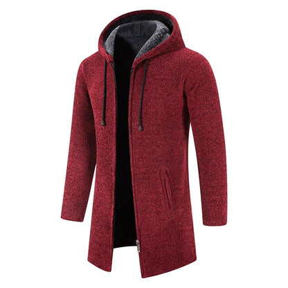 Paul – Manteau Long à Capuche en Tricot pour Hommes avec Capuche en Polaire