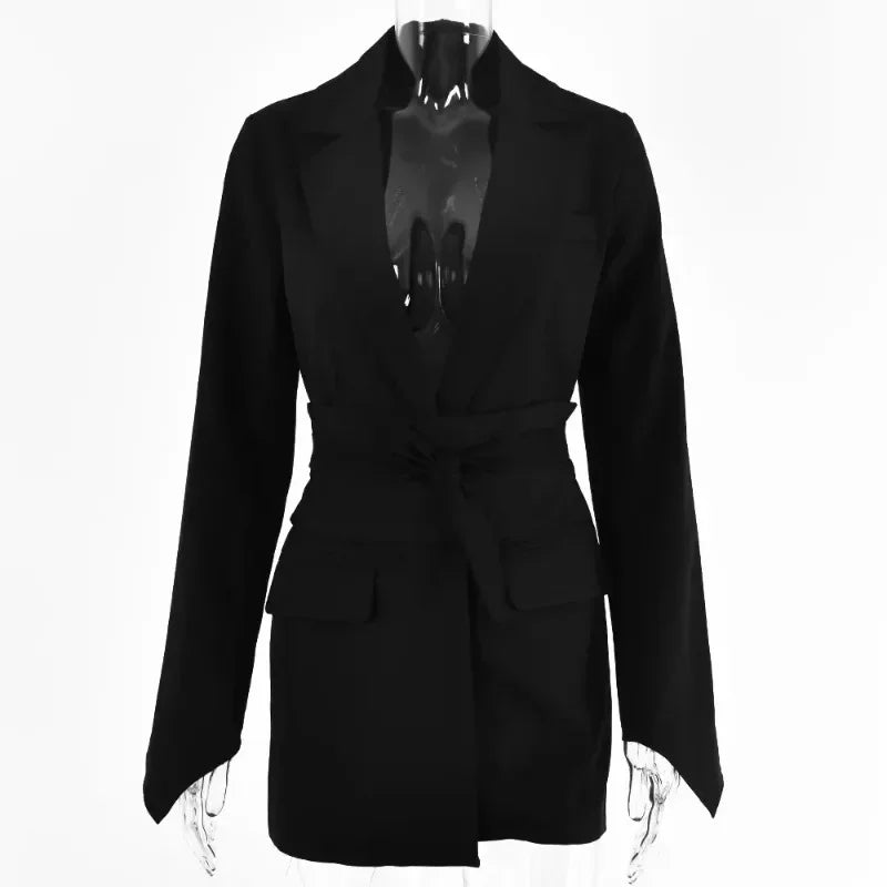 Carol – Robe Blazer Femme à Manches Longues avec Ceinture