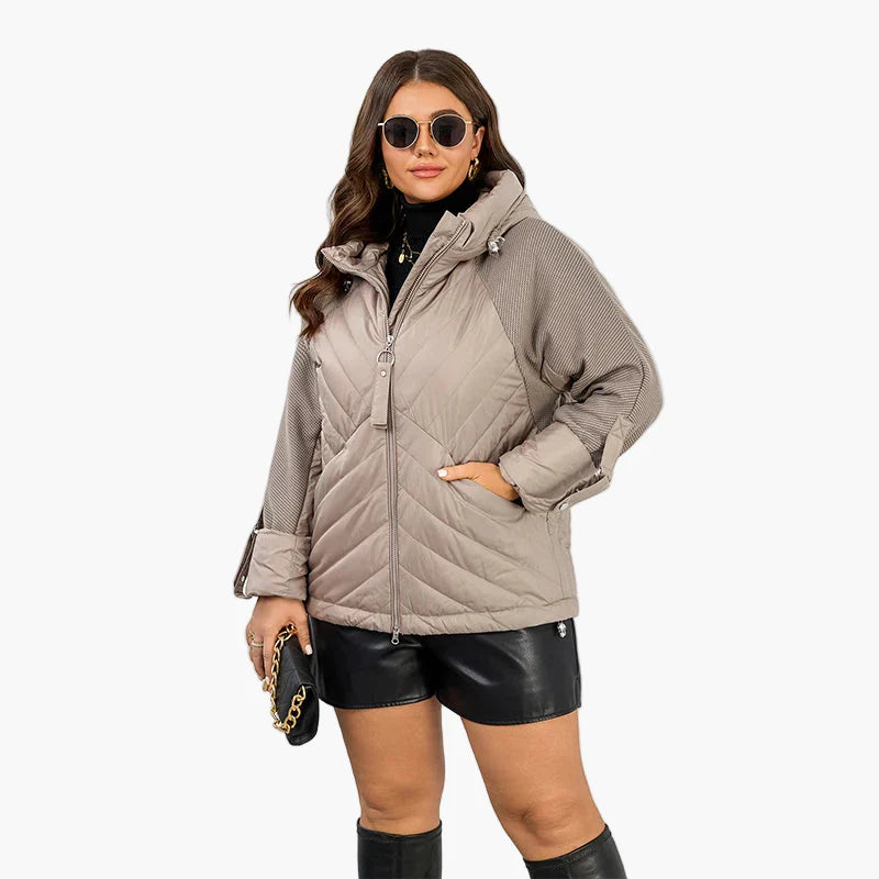 Veste matelassée décontractée pour femme grande taille avec capuche - Style urbain tendance