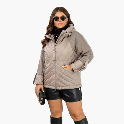 Veste matelassée décontractée pour femme grande taille avec capuche - Style urbain tendance