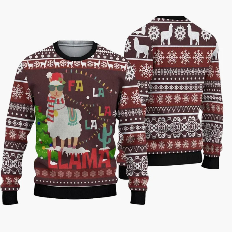 Pull de Noël humoristique homme – Style Ugly Christmas Sweater "Christmas Bros" avec Père Noël et Jésus