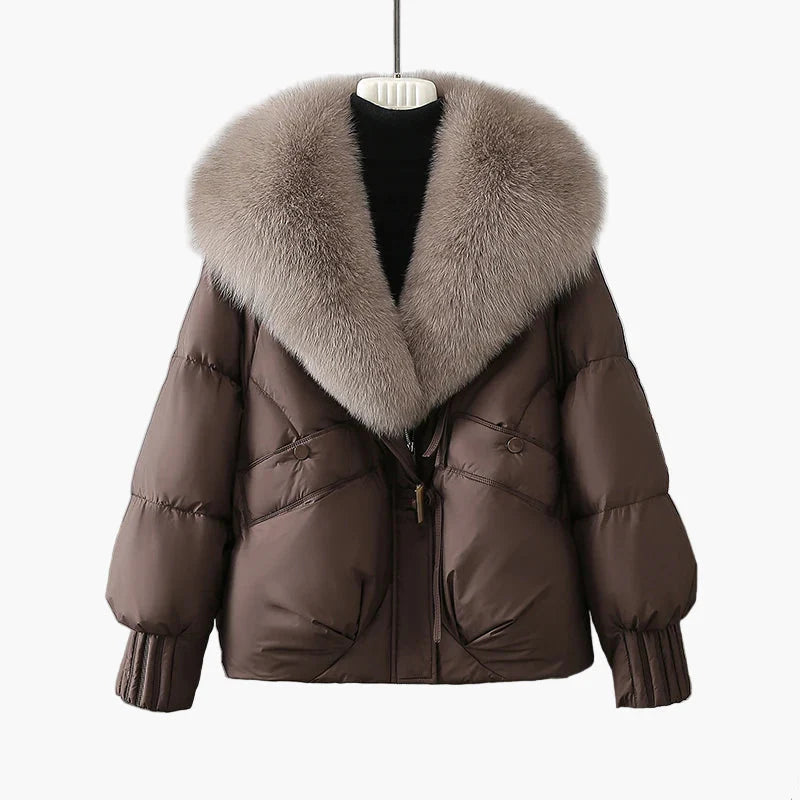 Veste d'hiver femme à col large style élégant pour temps froid