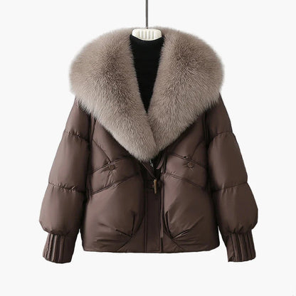 Veste d'hiver femme à col large style élégant pour temps froid
