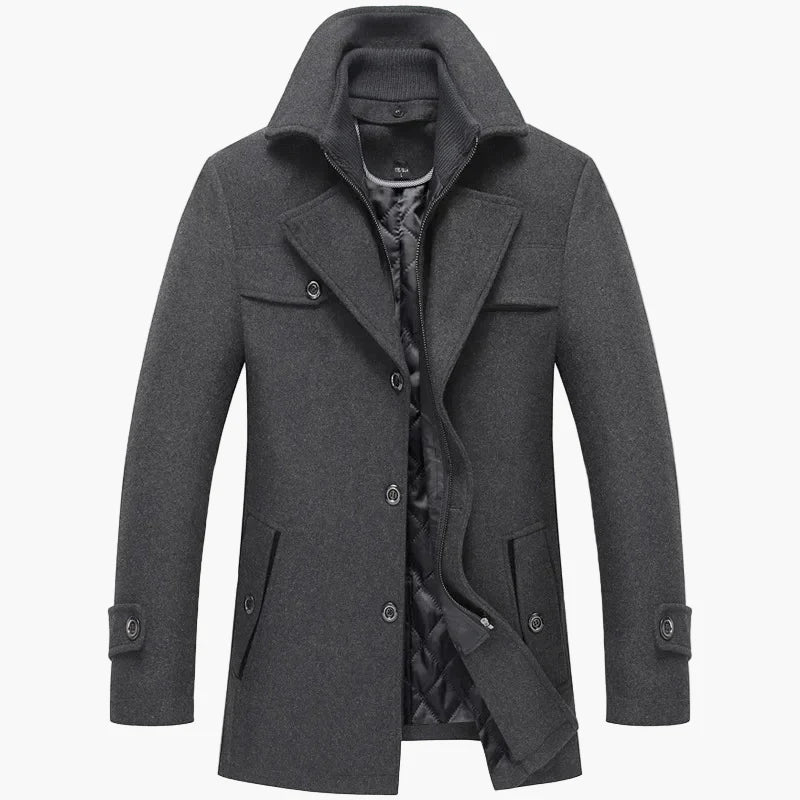 Manteau élégant à double col pour homme – Style urbain et raffiné pour l’hiver