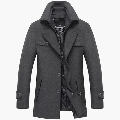Manteau élégant à double col pour homme – Style urbain et raffiné pour l’hiver
