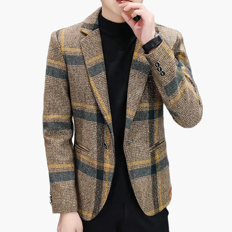 Blazer homme élégant à carreaux style moderne pour affaires et sorties