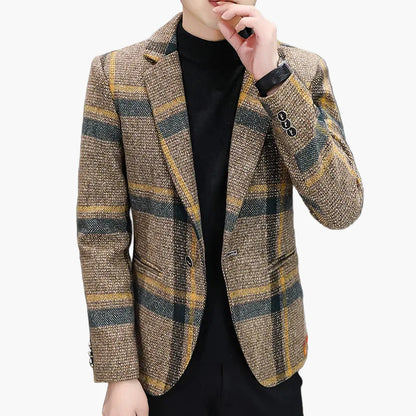Blazer homme élégant à carreaux style moderne pour affaires et sorties