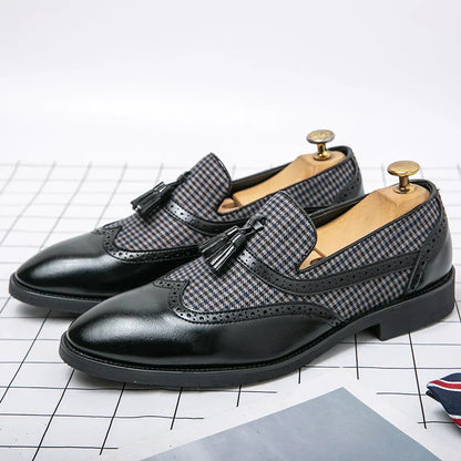 Mocassins habillés pour homme style rétro chic avec pampilles - Idéal pour bureau et occasions spéciales