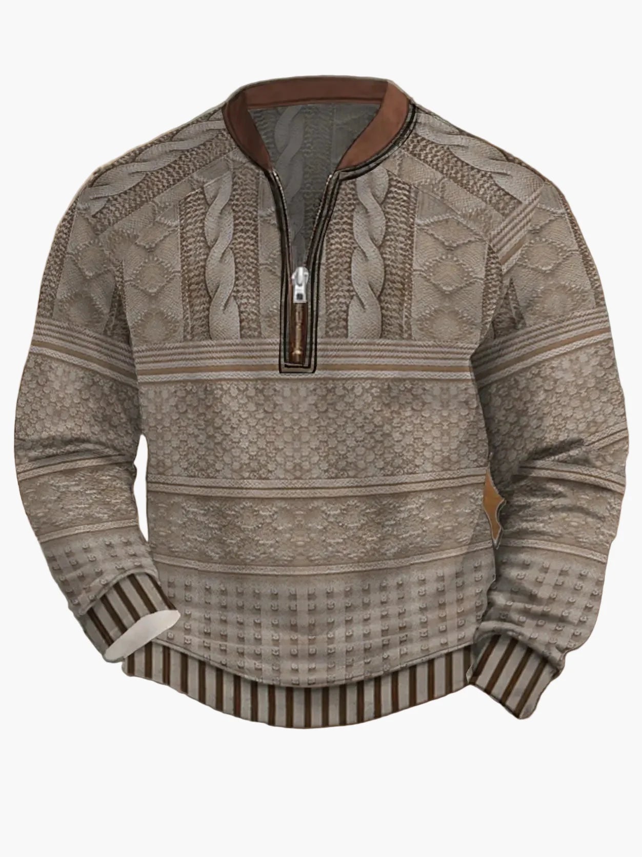 Sweat-shirt homme demi-zip style urbain tendance pour printemps et automne