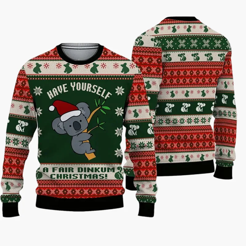 Pull de Noël humoristique homme – Style Ugly Christmas Sweater "Christmas Bros" avec Père Noël et Jésus