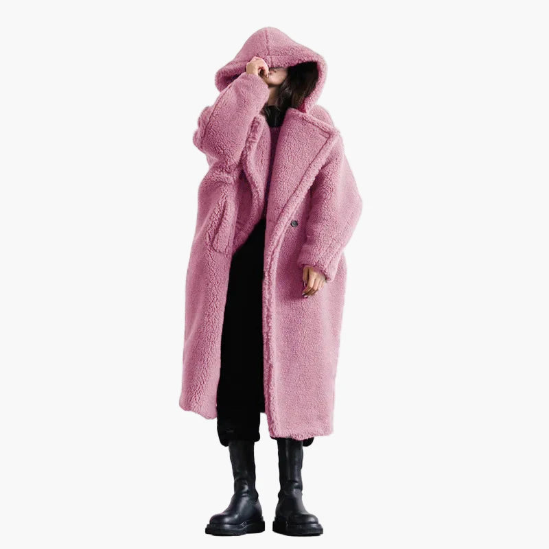 Manteau long à capuche style cocon pour femme – Élégance urbaine et confort oversize