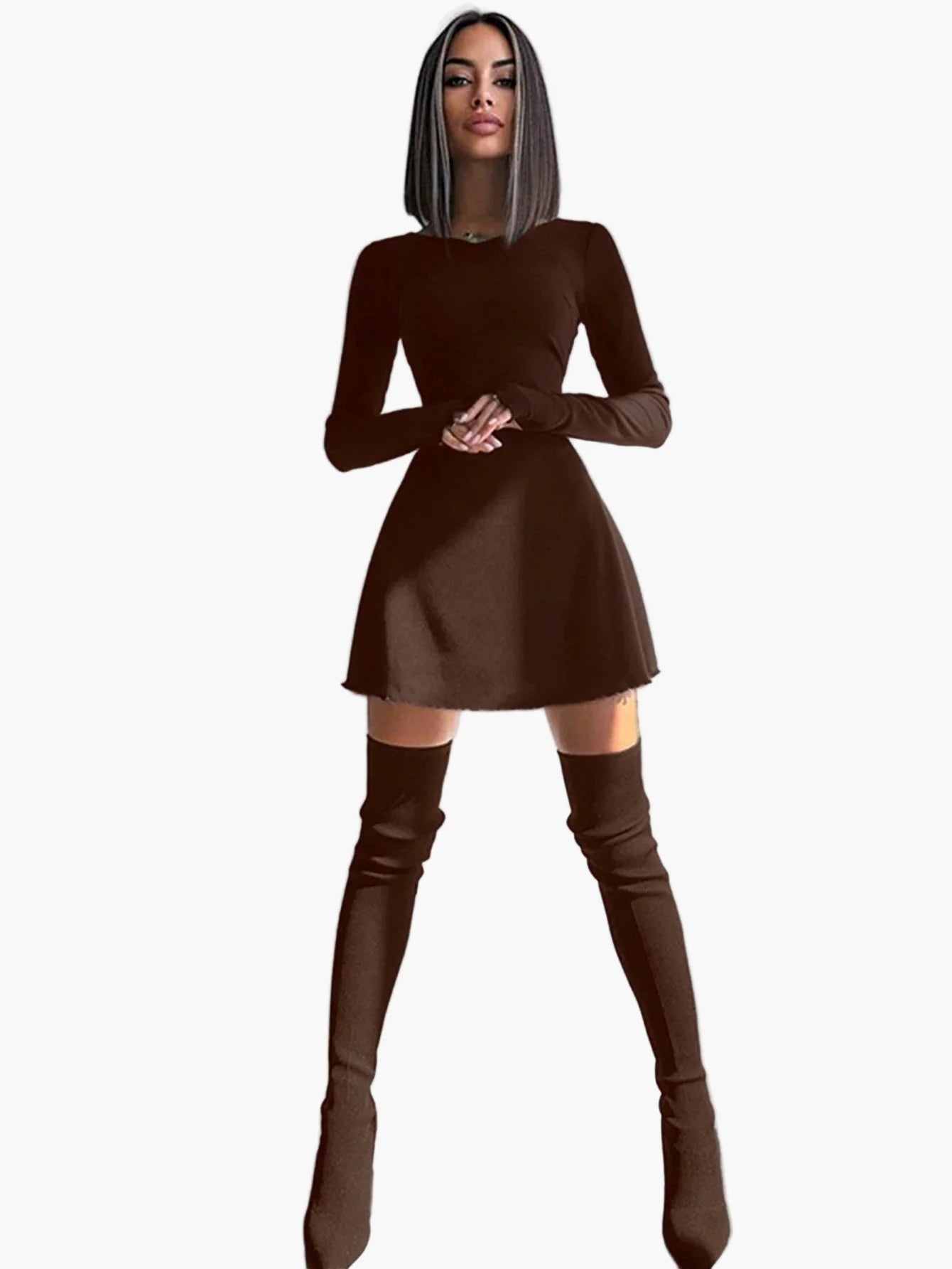 Robe moulante à manches longues style casual pour femme – Élégance quotidienne et silhouette flatteuse