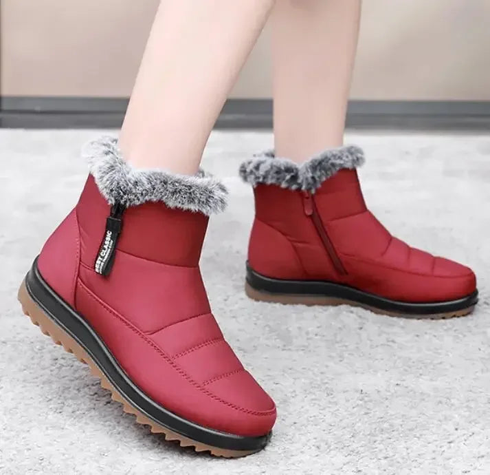 Rose – Bottines d'Hiver Imperméables pour Femmes avec Double Fermeture Éclair