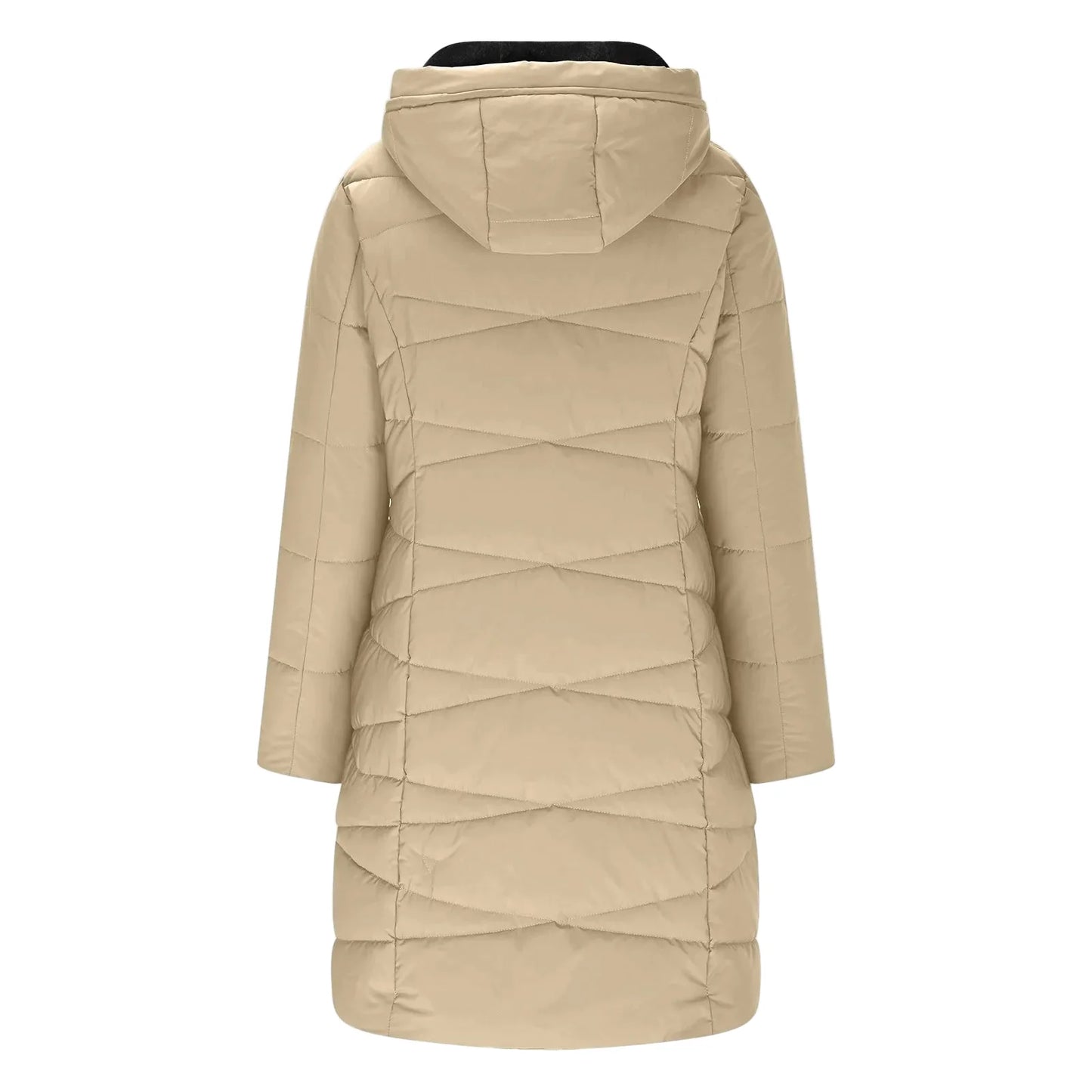 Manteau d'hiver long pour femme - Doudoune matelassée à capuche coupe-vent, style chic et décontracté