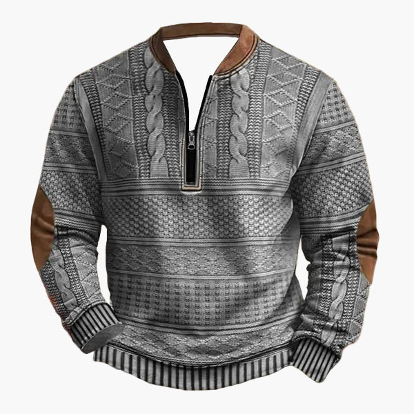 Pull décontracté à col zippé style tricot pour homme – Look moderne pour l’automne et l’hiver