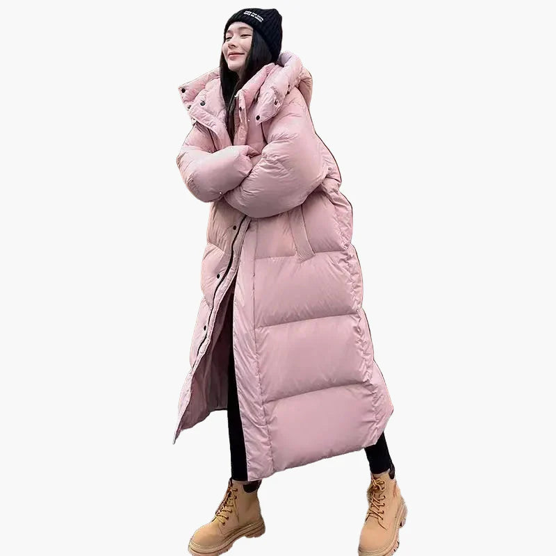 Manteau d’Hiver Long Matelassé Femme avec Capuche - Style Décontracté et Chaud