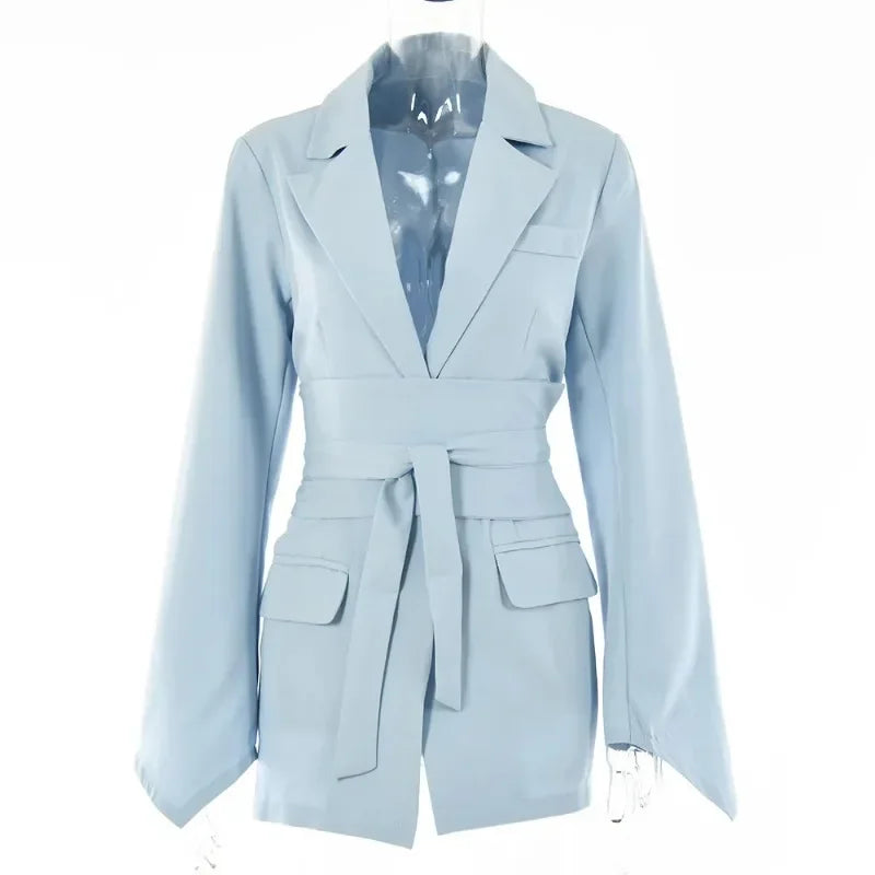 Carol – Robe Blazer Femme à Manches Longues avec Ceinture