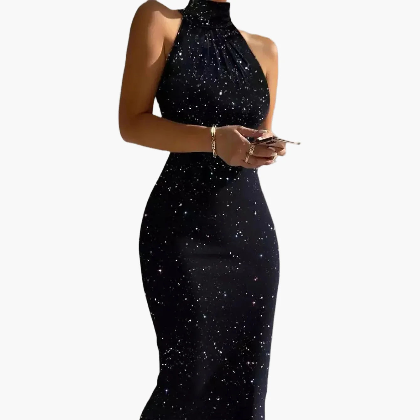 Robe élégante sans manches pour femme, style galaxie, soirée et cocktail