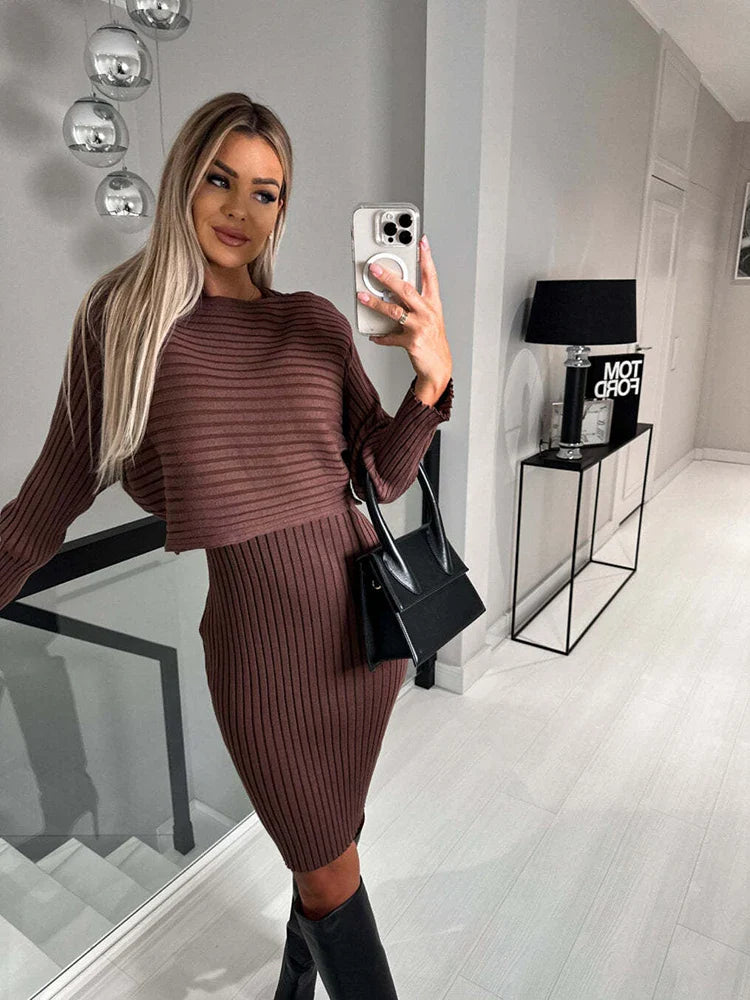 Jessica – Ensemble Élégant de Robe et Pull pour Femme