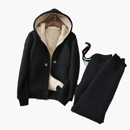 Ensemble Survêtement Femme Style Urbain Chaud à Capuche pour Hiver et Loisirs