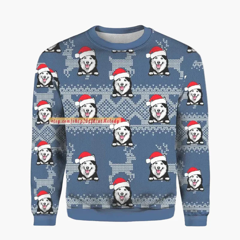 Pull de Noël humoristique homme – Style Ugly Christmas Sweater "Christmas Bros" avec Père Noël et Jésus